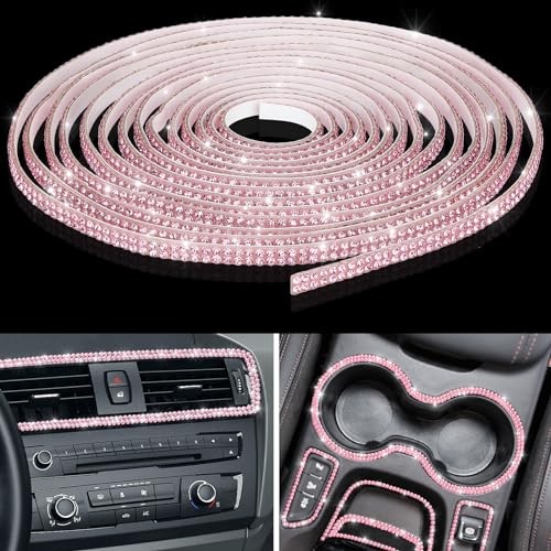32.8Ft Bling Car Trim Self Adhesive Glitter Crystal Rhinestone 32.8 ft Pink