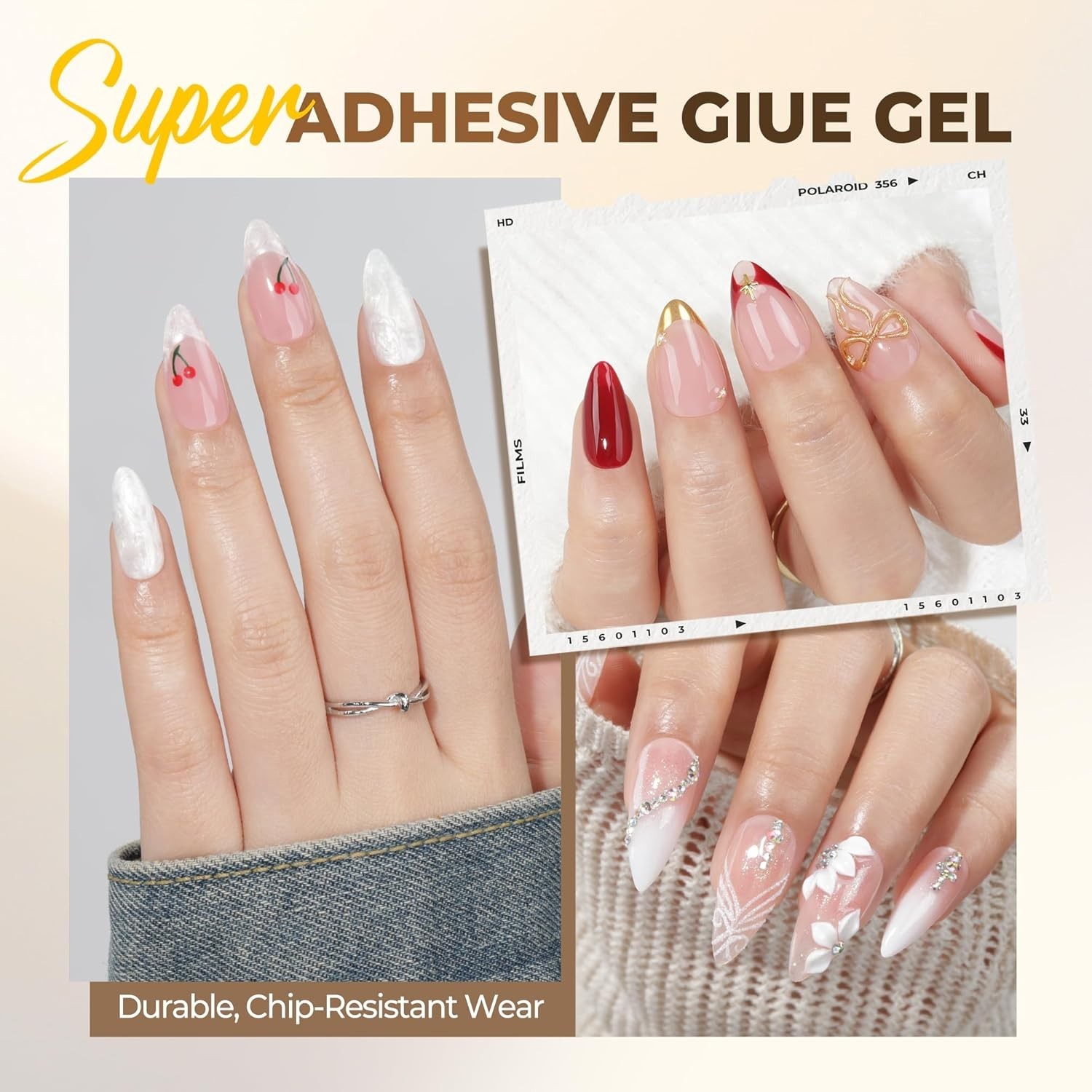 9 in 1 Gel Nail Glue for Clear Acrylic Nails Tips 2Pcs 10ml Long Lasting Supe…