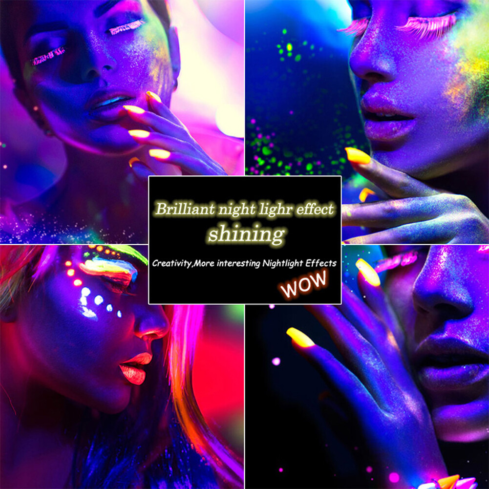 12 Colors Neon Pigment Nails Powder Dust Ombre Phosphor Fluorescent Glow Daily