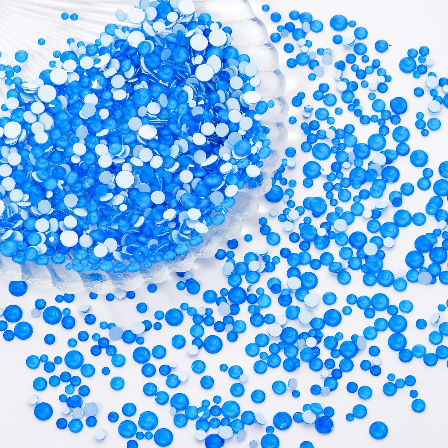 Neon Blue Flatback Rhinestones, Glass Rhinestones for Nail Art and Craft, Glue F