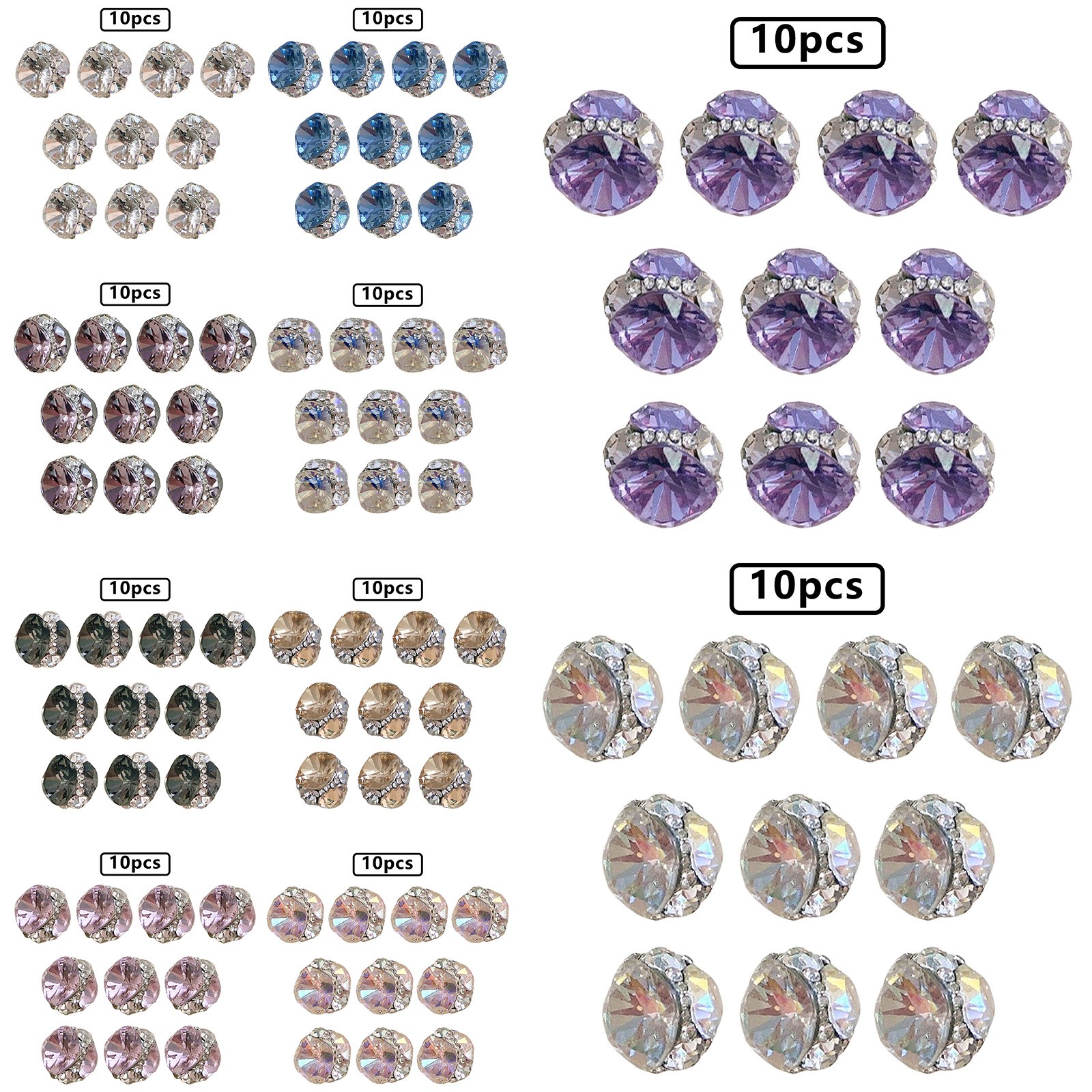 10Pcs Nail Art Rhinestones Manicure Nail Decorations Dazzling Rhinestones