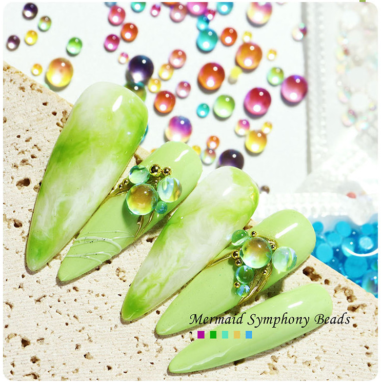 300Pcs Mermaid Symphony Beads Nail Art Case Décor Charms Rhinestone Flatback DIY
