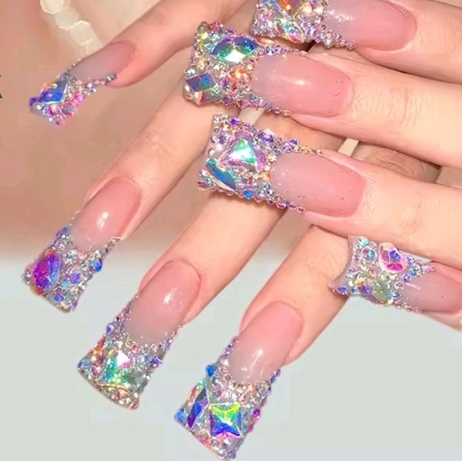 100PCS Duck Nail Tips, Clear Medium Duck Nail Tips for Acrylic Nails-half Cover