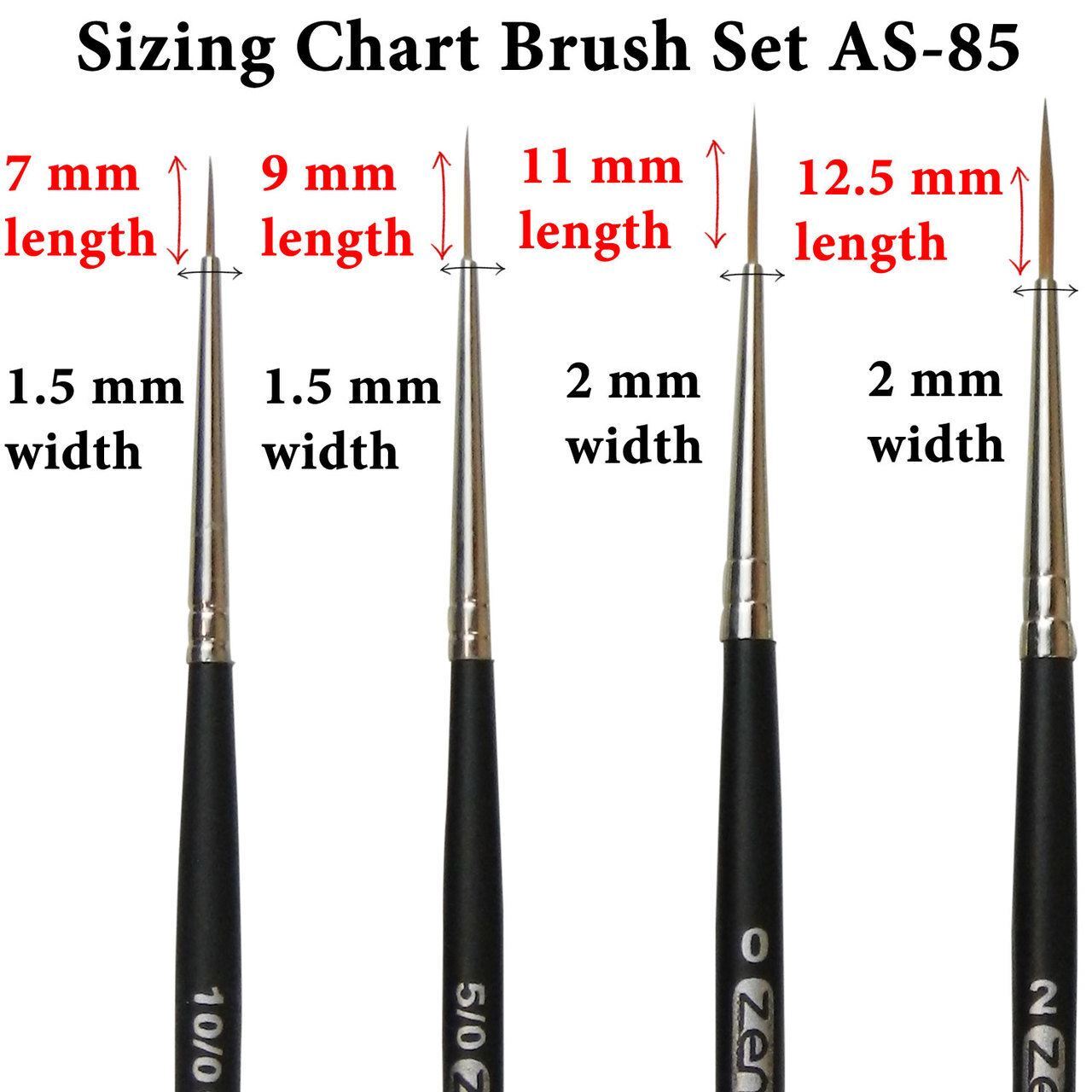 AS-85 Kolinsky Pure Sable Liner Brush Set 4 pcs