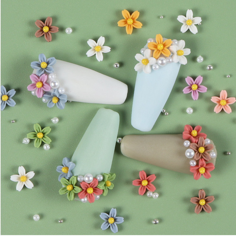 3D Acrylic Flower Peal Ball Nail Art Charms Rhinestones Sticker Decoration 4g