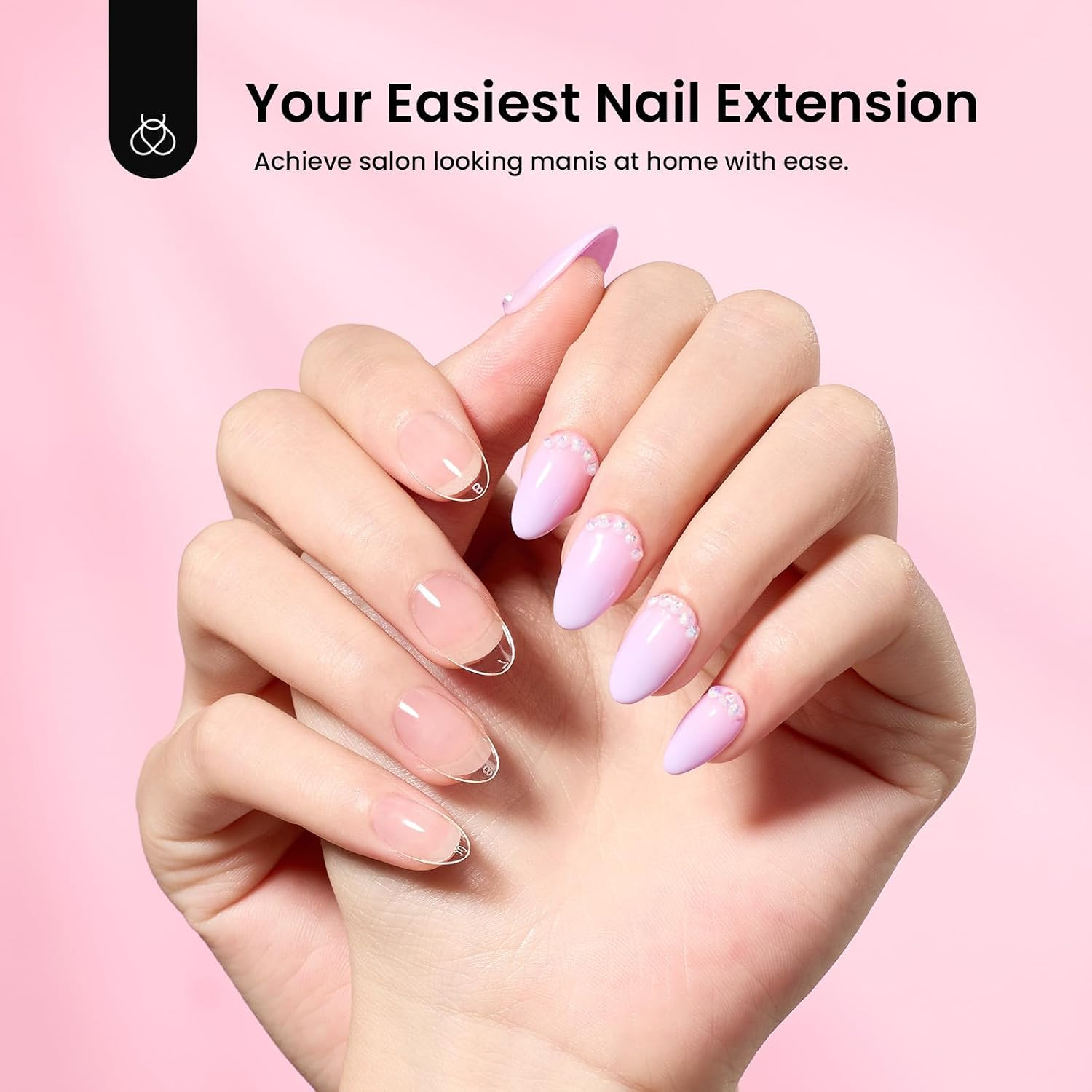 Gel Nail Kit Short Almond, with Dehydrator and Primer, 576Pcs Half Matte Etch-X