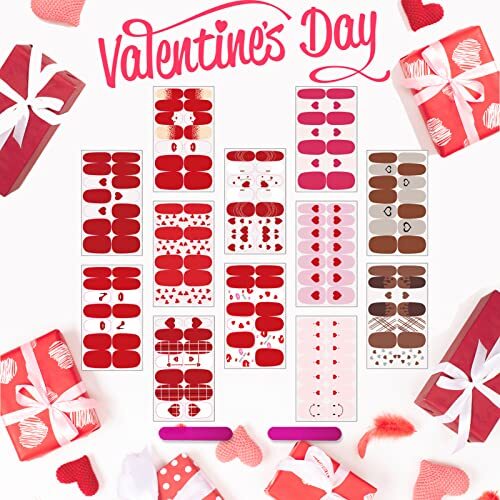 12 Sheets Valentine’s Day Nail Wraps Full Stickers 12 Sheets ，valentine’s Day