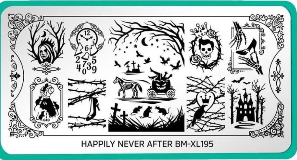 Maniology Halloween Nail Stamping Plate BM-XL195 Discontinued HTF Happily Never