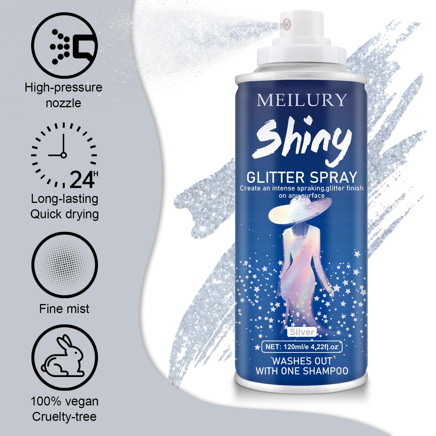 Hair and Body Glitter Spray, Holographic Glitter Highlighter Powder, Hairspra…