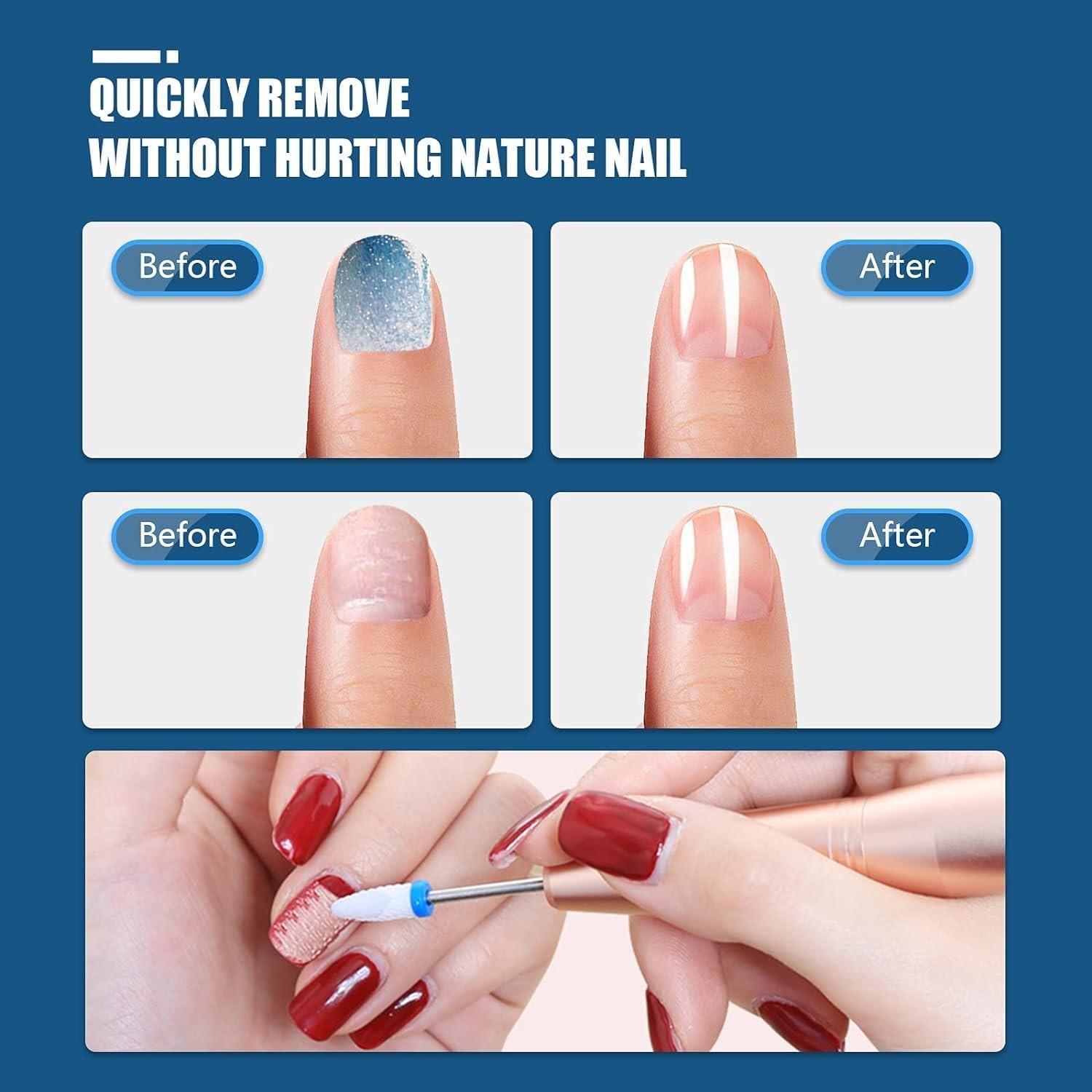 Nail Drill Bits Sets, 3/32 Inch Cuticle Electric Nail File and