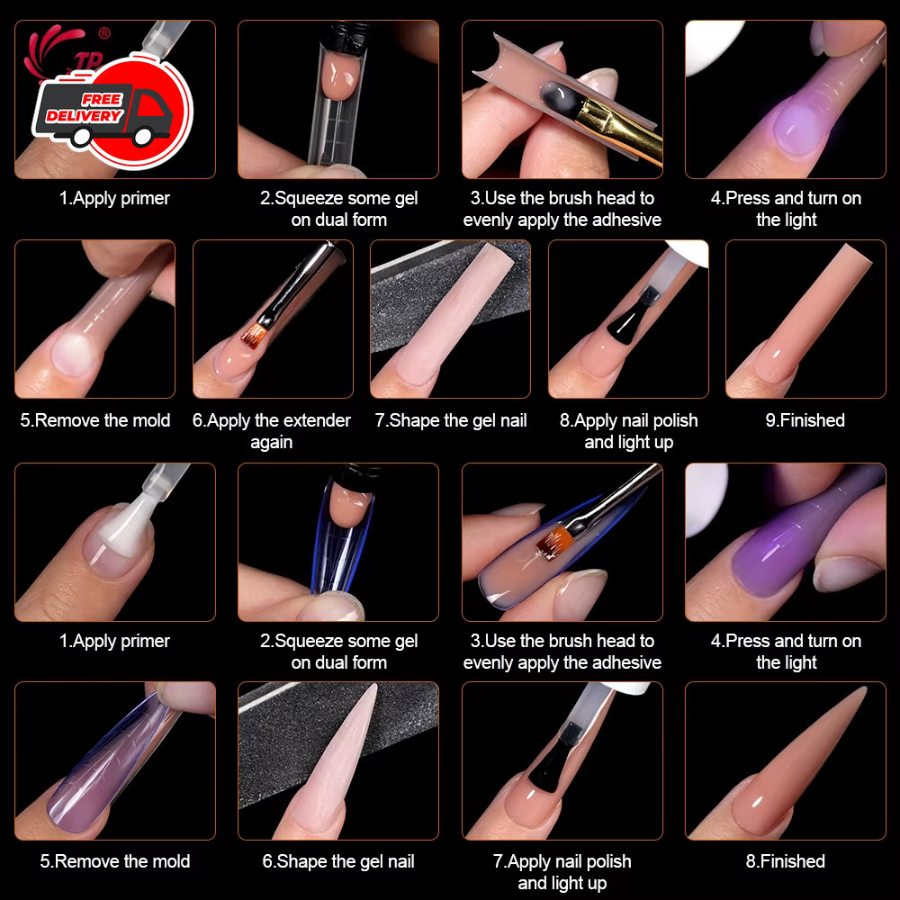 292pcs Nail Forms Dual Form Set Acrylic Extension Poly Gel False Nail Tips Kit