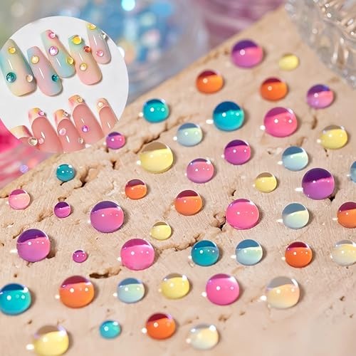 1440PCS 3D Aurora Bubble Beads Nail Charms Mixed Size Bubble Beads Nail Style02