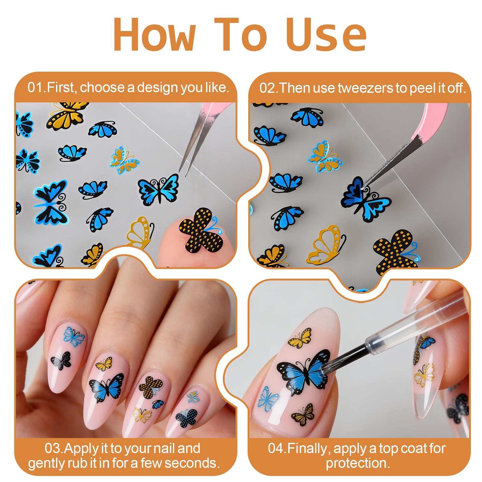 90 Sheets Nail Stickers for Nail Art DIY, 3D Nail Art Stickers Decals, Self
