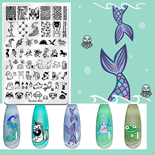 Nail Stamping Plate Kit Nail Art Stamp Plate Jelly Stamper Scraper Large 6Pcs