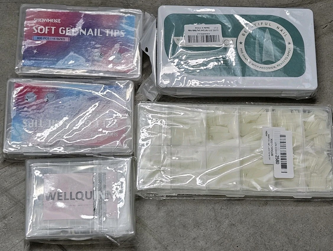 Bulk Lot Of 194 Different Brand Press-On Nails, Large Variety of Sizes And Style
