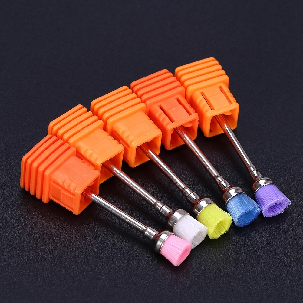 5pcs Nail Polish Grind Drill Clean Brush Head For Electric Nail Drill Machine