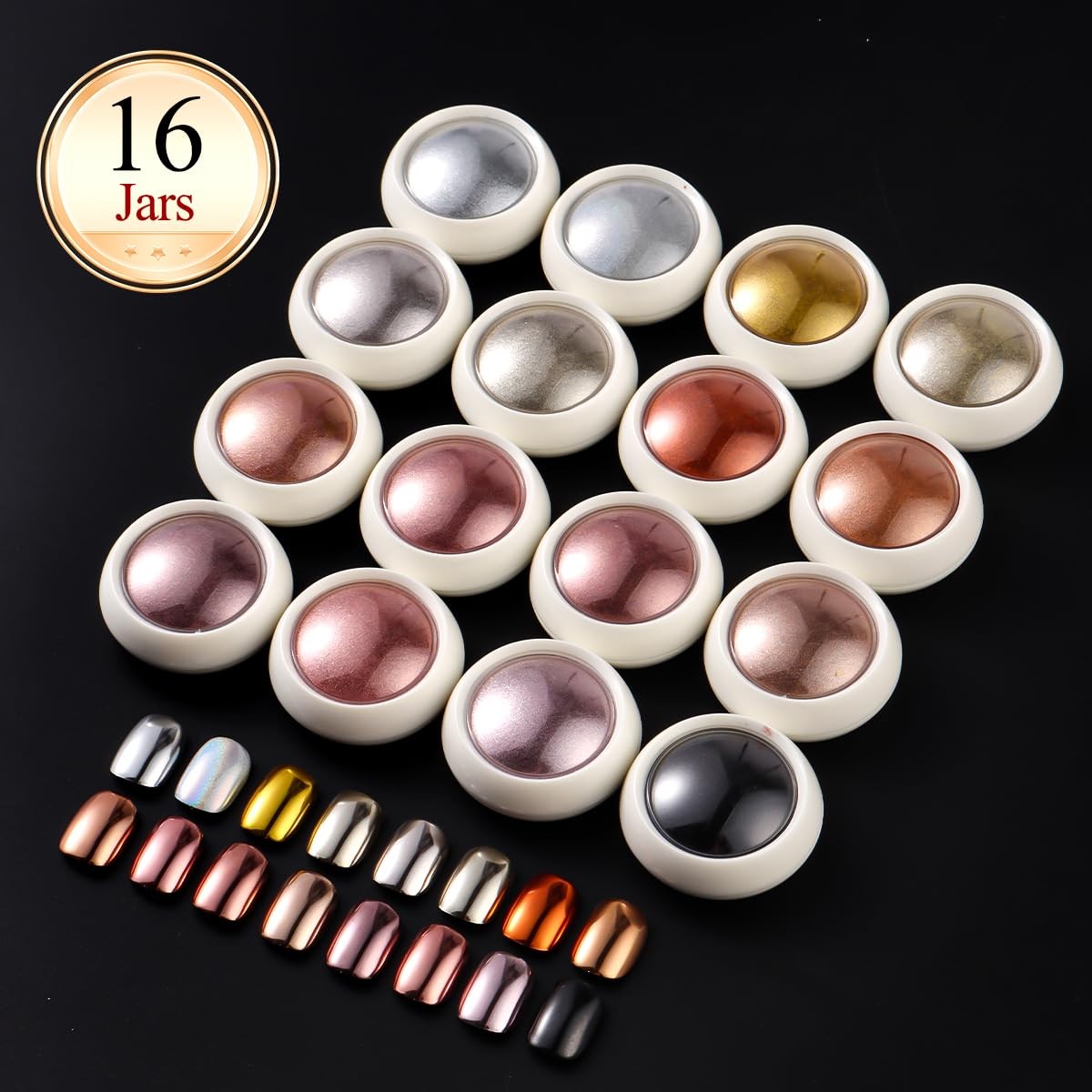 16 Jars Chrome Nail Powder for Gel Nails, Holographic Mirror Metallic Effect …