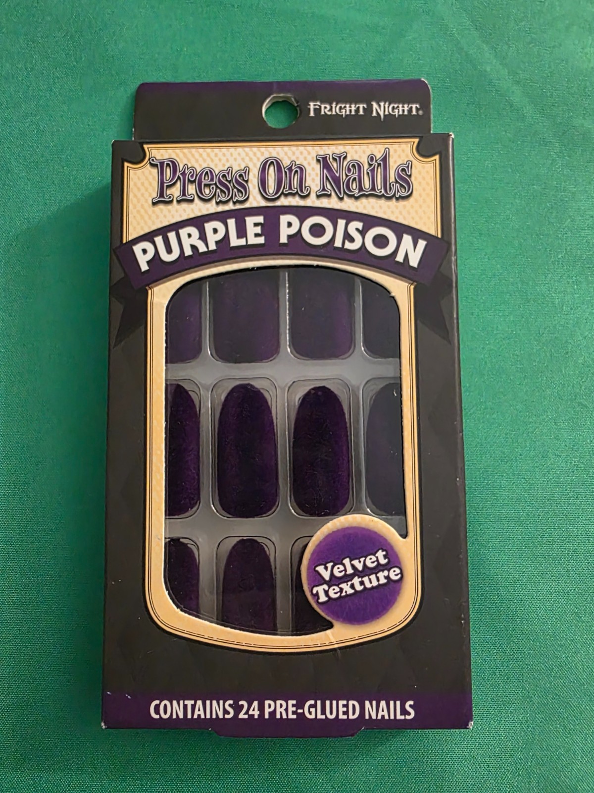 Halloween Velvet Texture Press on Nails Purple Black Red 24pcs Fun Gift Costume