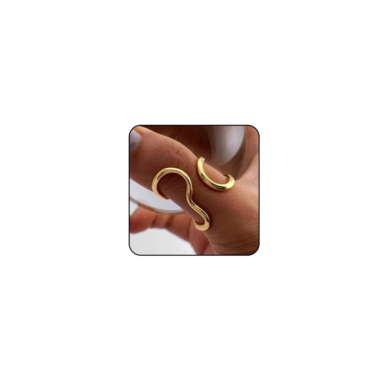 Otxas Chunky Gold Rings for Women Non Tarnish Adjustable Statement Rings Irre…