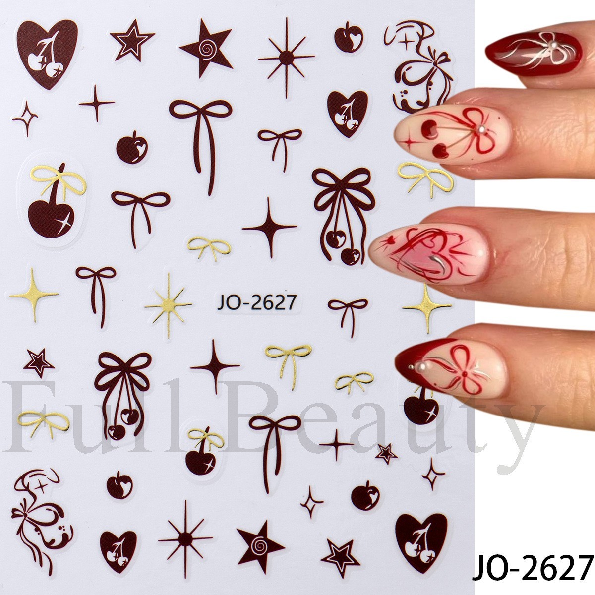 6Pcs Nail Art Sticker Web Bow Cat Sun Star Self-Adhesive Slider Decoration NH30