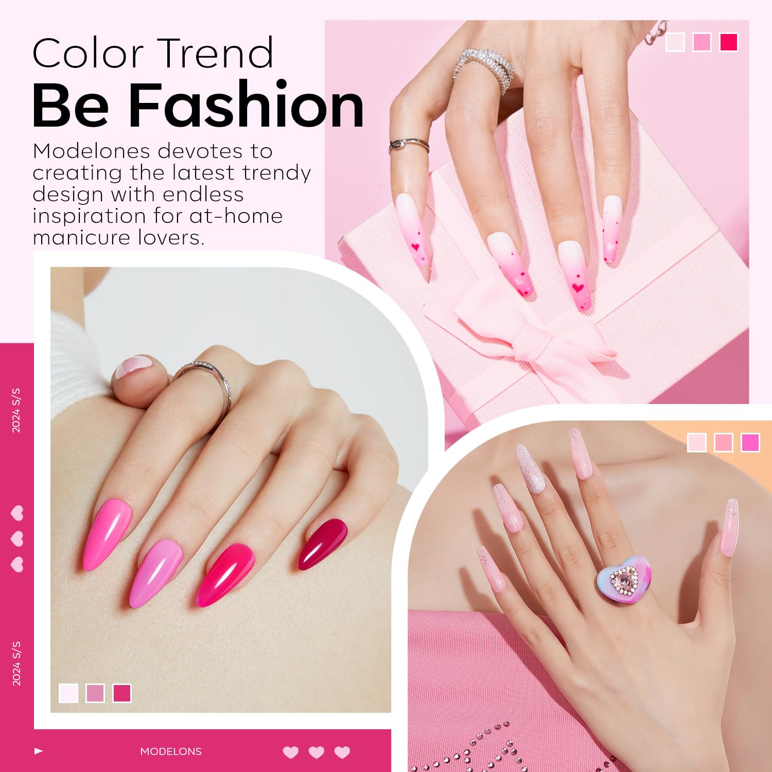 Pink Acrylic Powder 6 Colors Acrylic Nail Powder Kit Neon Glitter Summer Acrylic