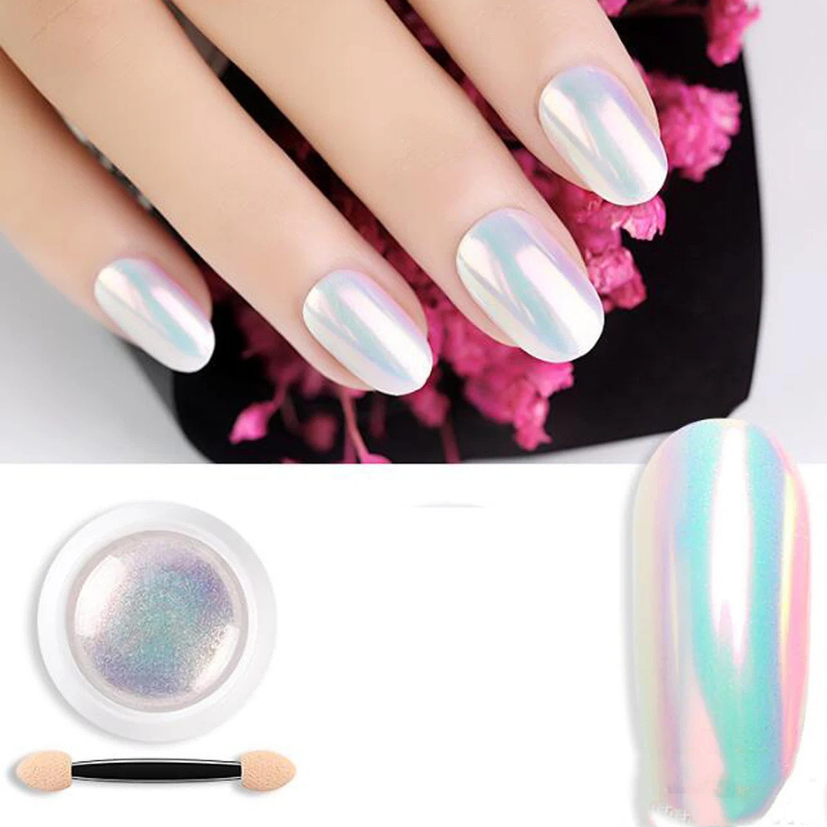 0.2G/Jar Aurora Orange Mirror Effect Nail Art Powder Moonlight Chrome Plating Pi