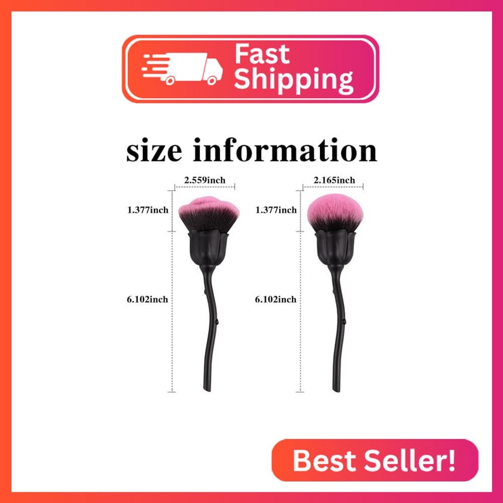 WOKOTO 2pcs Black Rose Shape Nail Dust Brushes Make Up Brush Set Nail Art Powder