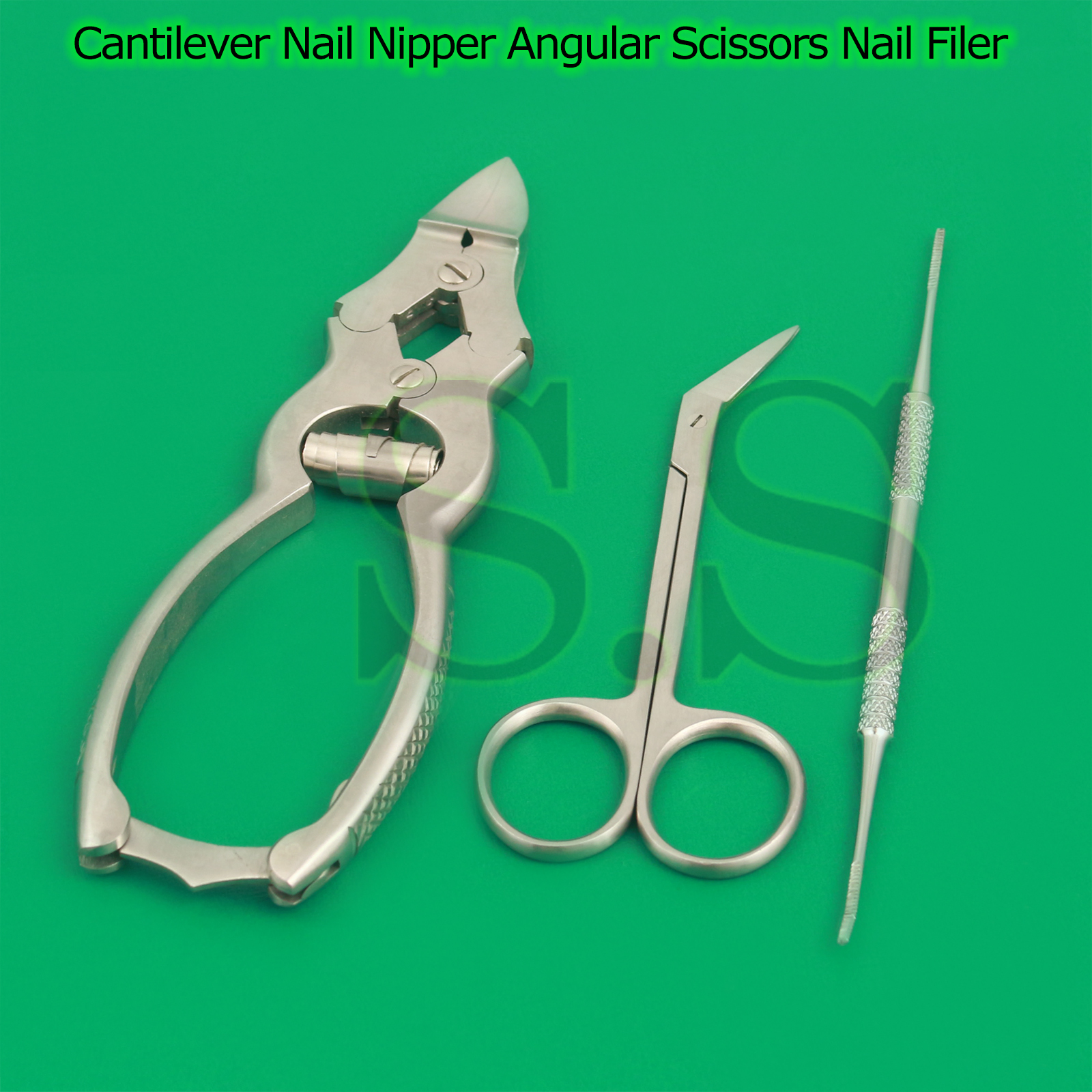 Cantilever Nail Nipper Angular Scissors Nail Filer Double Ended Instru,BTS-86