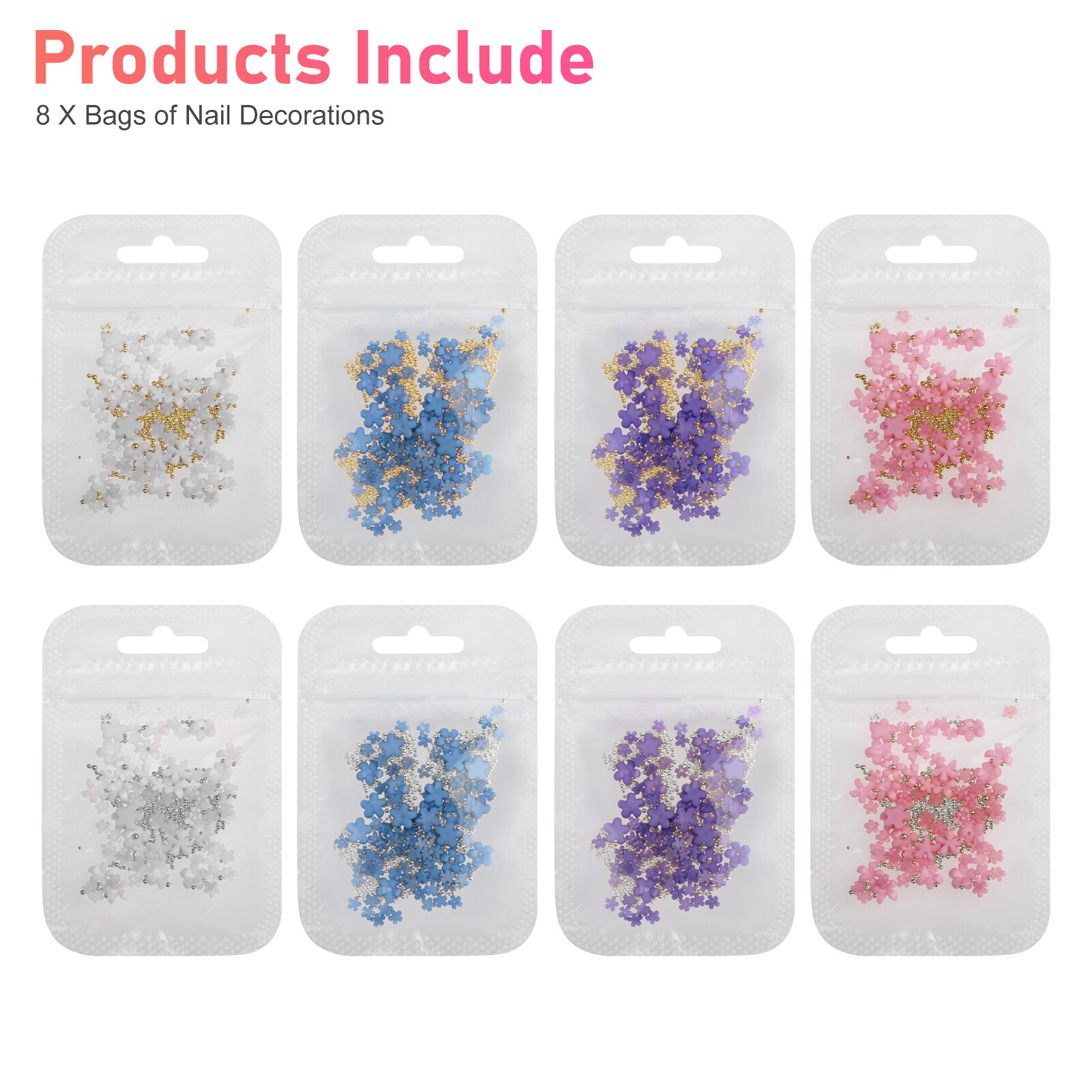 3D Resin Flower Nail Art Decoration Mixed Metal Bead Jewelry DIY Manicure Tool