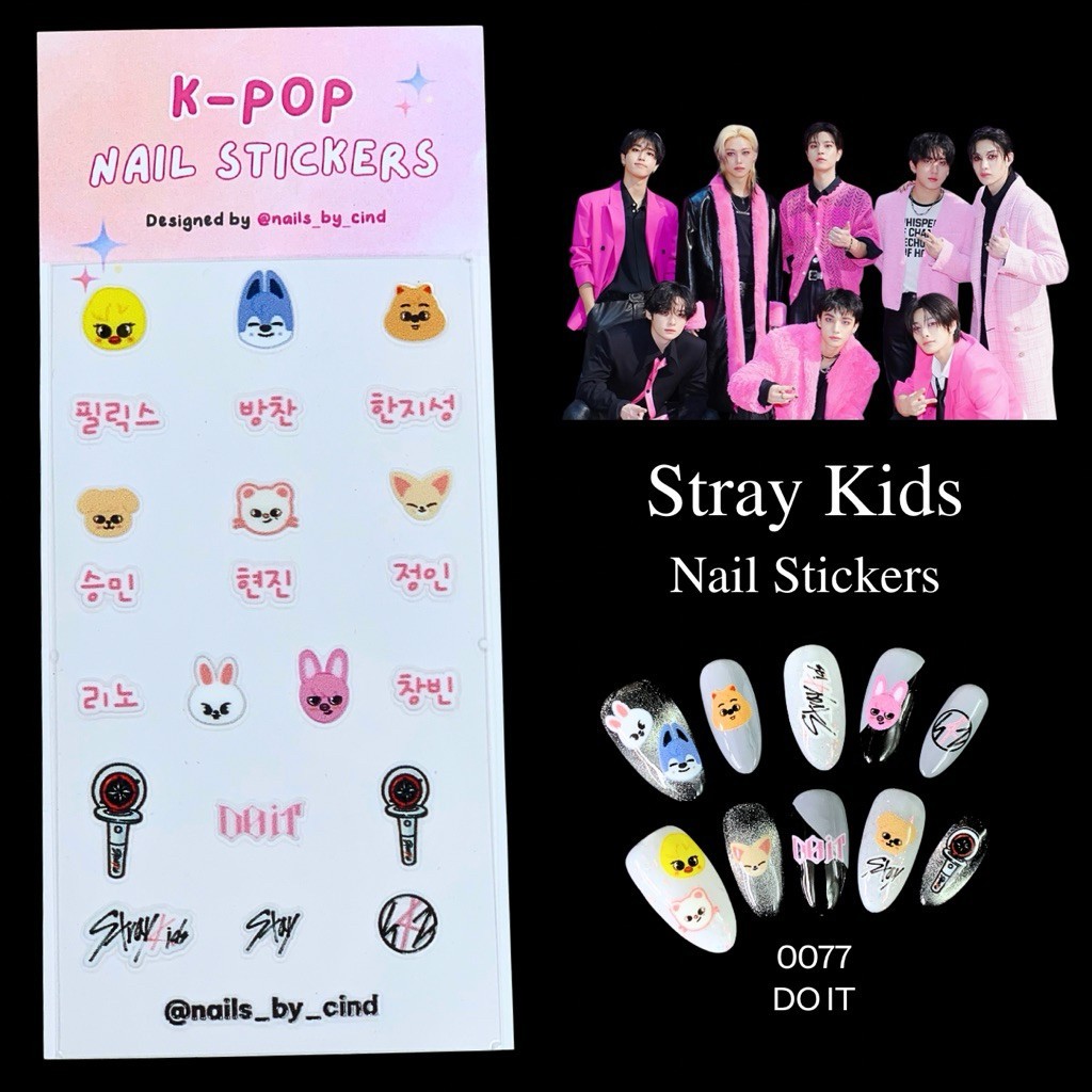STRAYKIDS SKZ VER 2 KPOP NAIL STICKER FAN MADE KOREA LEE KNOW FELIX SEUNGMIN Z10