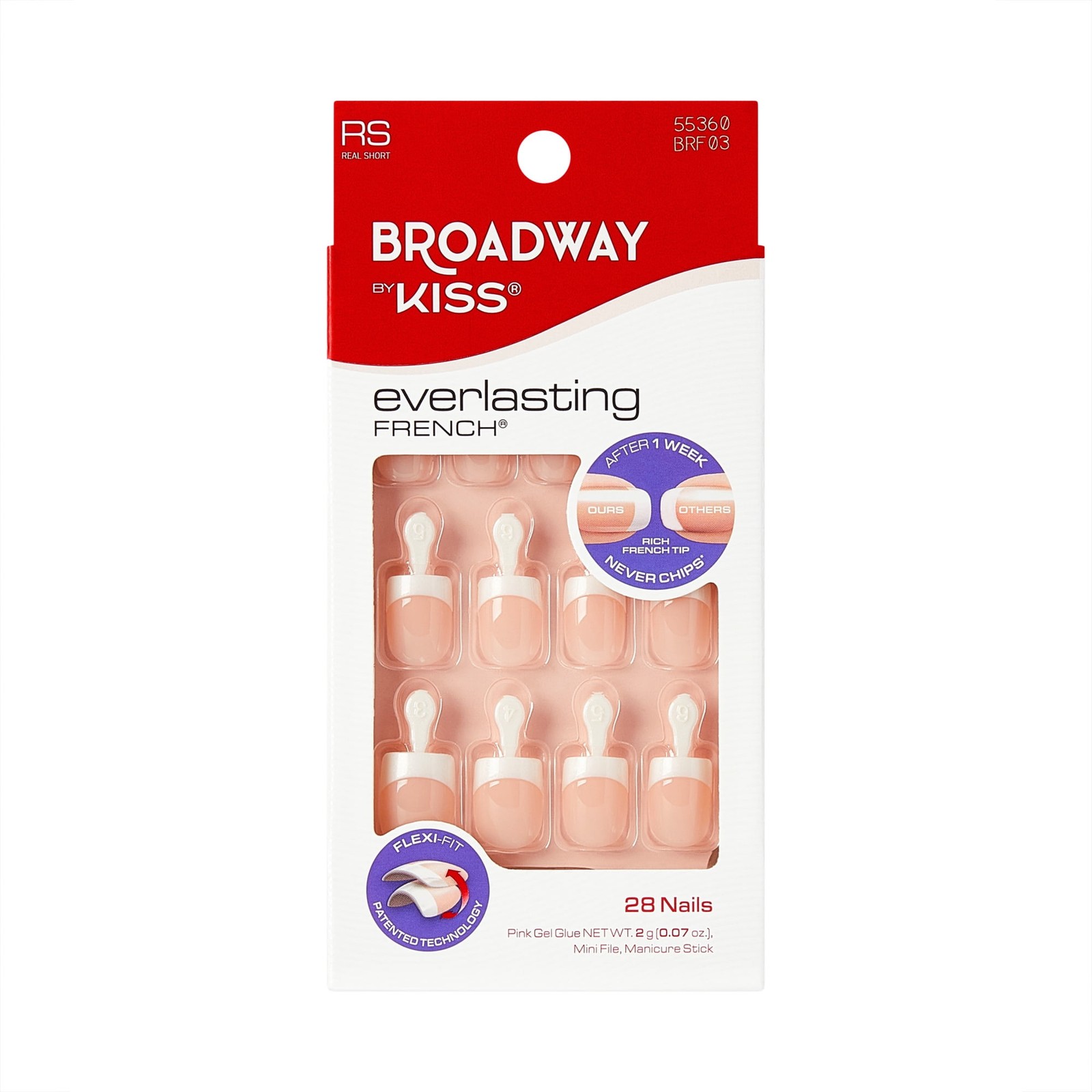 Broadway by Kiss French Tip Press On Nails, ‘String of Pearls’, White, Short Squ
