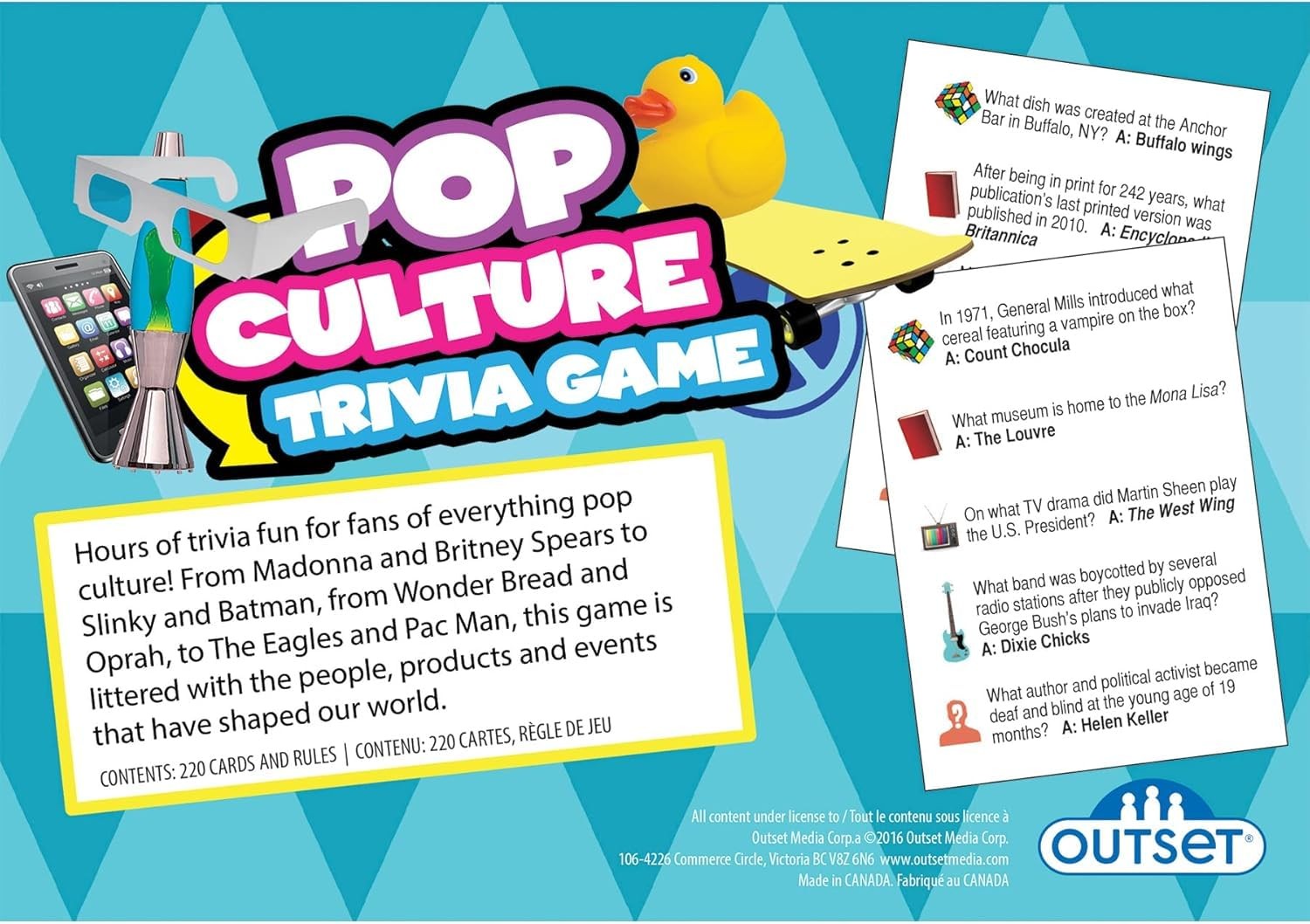 Outset Media Pop Culture Trivia 7 x 5 x 3 inches, Black and White With Red