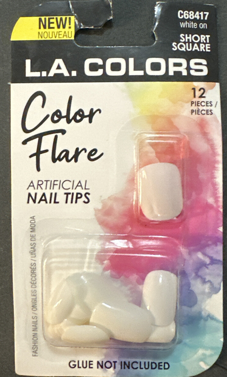L.A. Colors Color Flare Artificial Nail Tips Short Square & NUCOLOR Nail Tabs