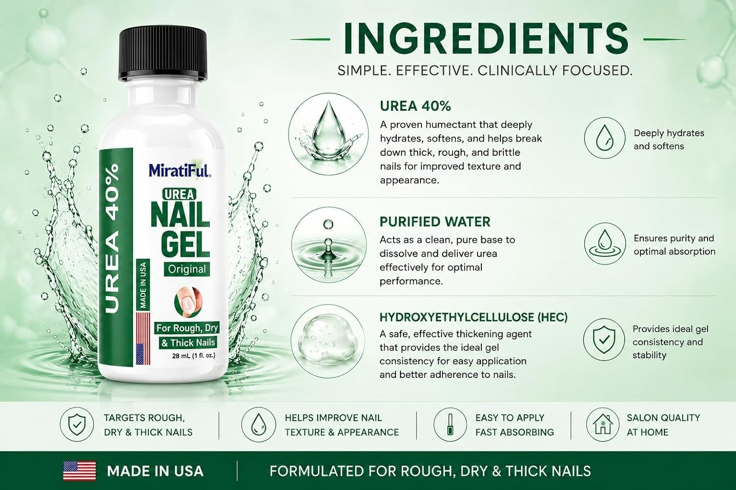 Urea Nail Gel – Strengthens & Softens Nails, Quick-Dry Formula for Damaged nails