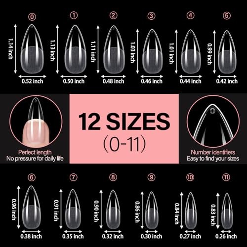Nail Tips Full Cover Clear Gelly Nails Tips Half Matte Acrylic Long Almond