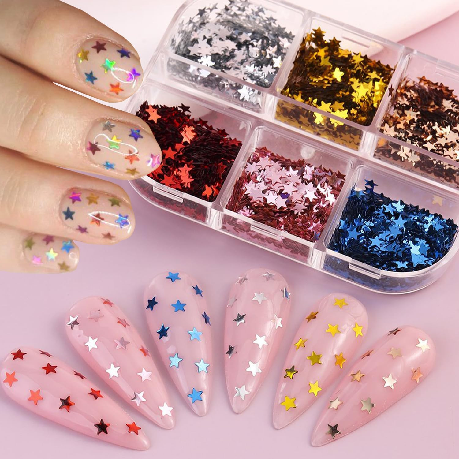 12Grids Nail Art Aurora Abalone Shell Flakes, Shiny Irregular Sea Shell 3D Charm