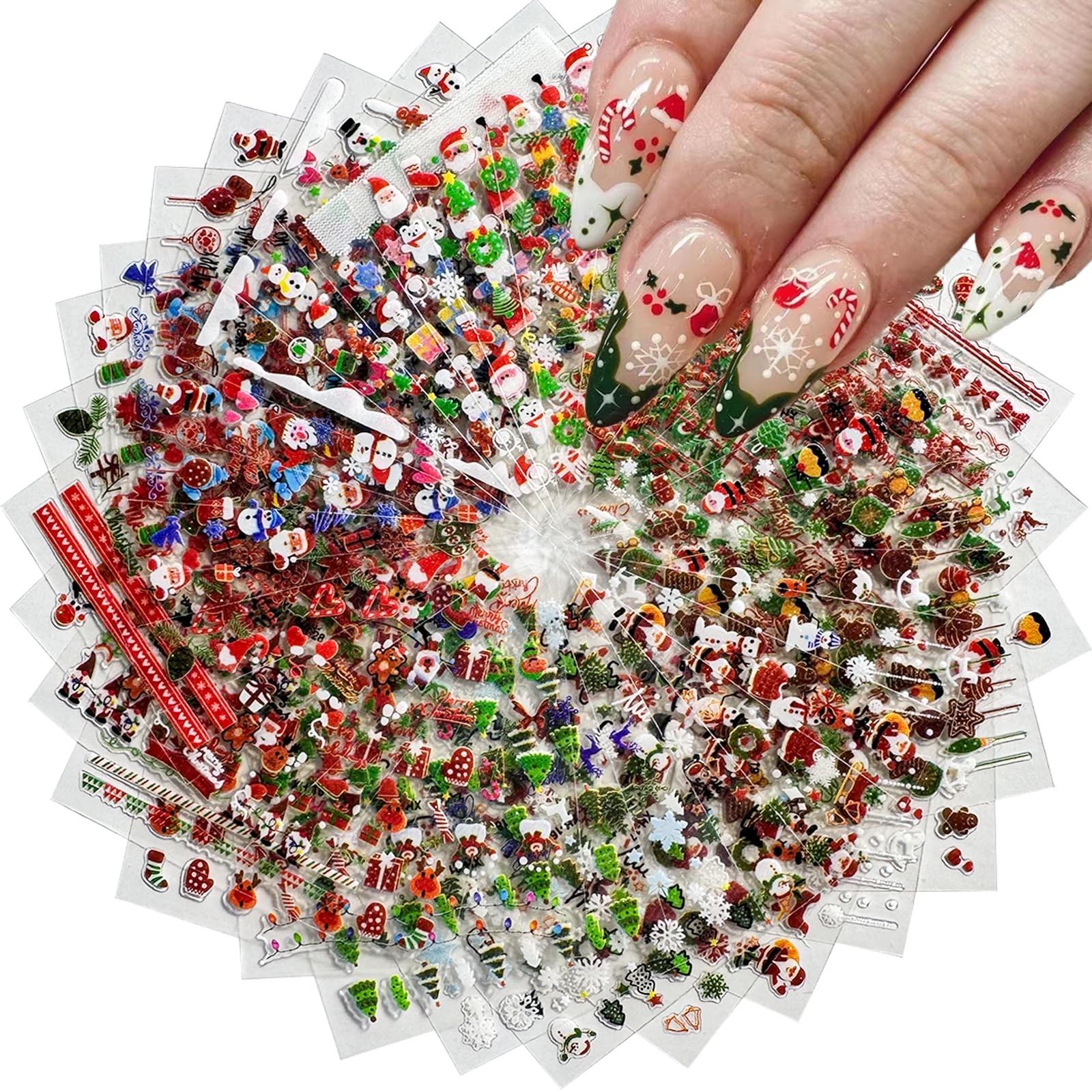 30 Sheets Christmas Nail Art Stickers 3D Snowflake Self-Adhesive B