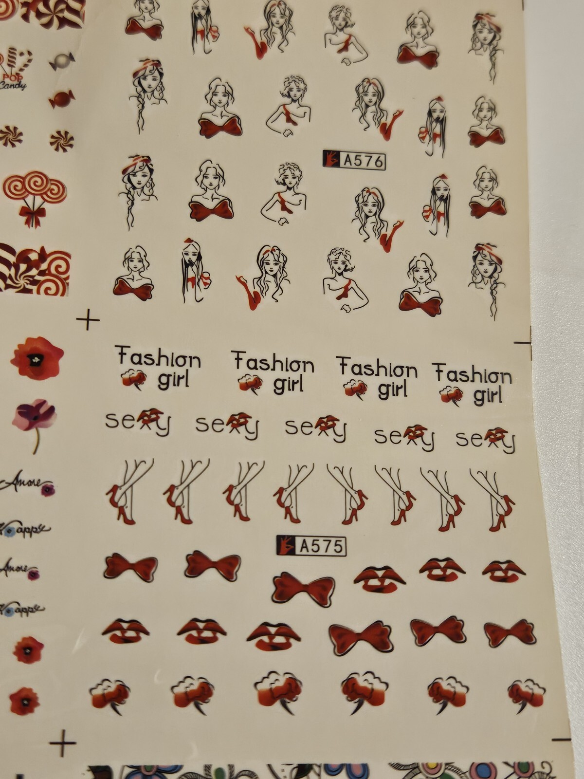 Stars Hearts Paisley ++ Nail Art Stickers Water Transfer (2 Sheets) US SHIPPER