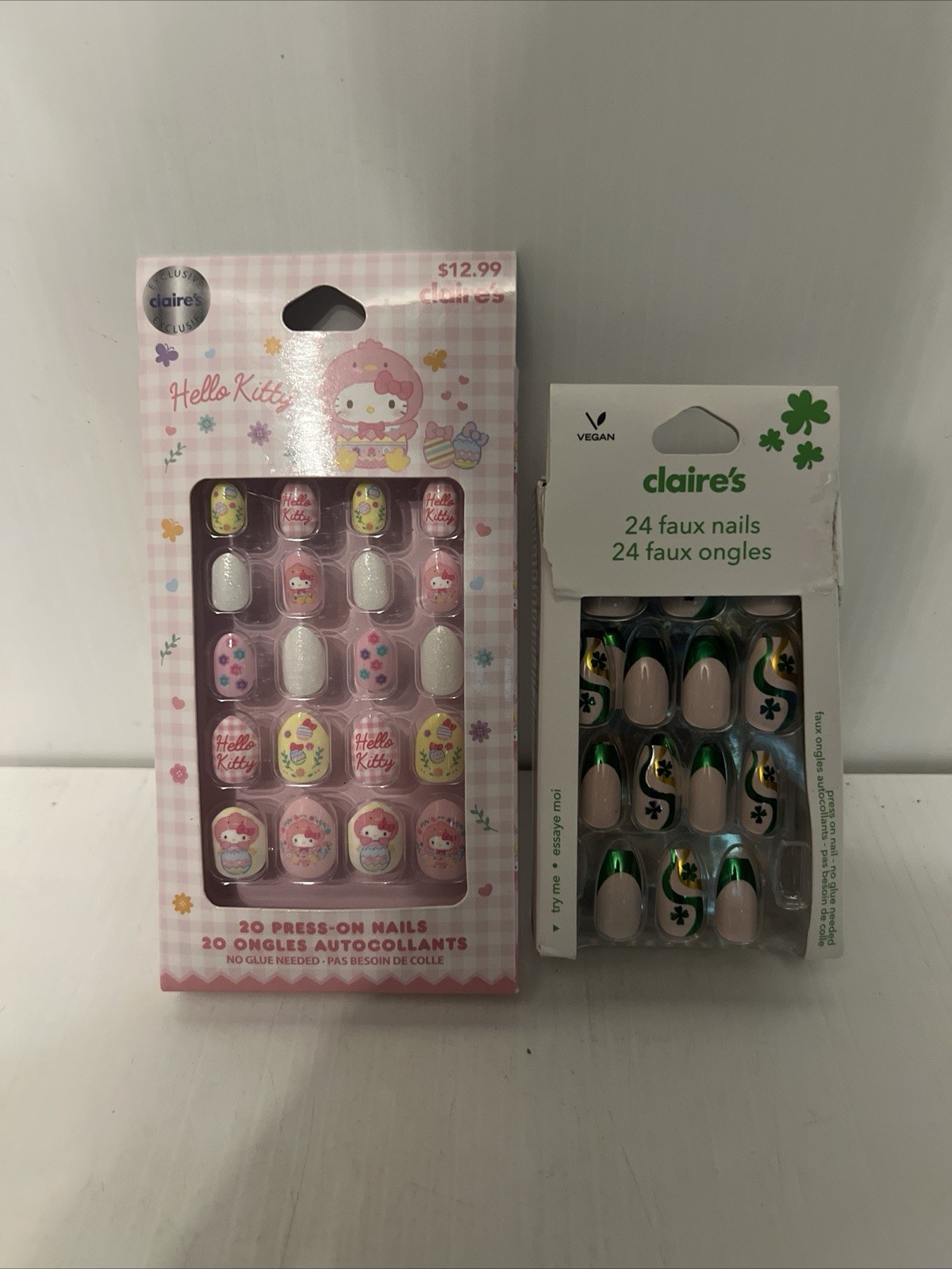 Claire’s Nails St. Patrick’s Clover Hello Kitty Lot of 2 NEW