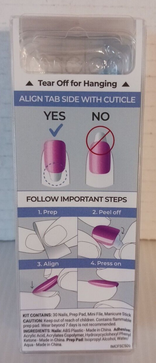 KISS imPRESS No Glue Mani Press-On Nails, Color FX, Meta’, Medium Blue, Short