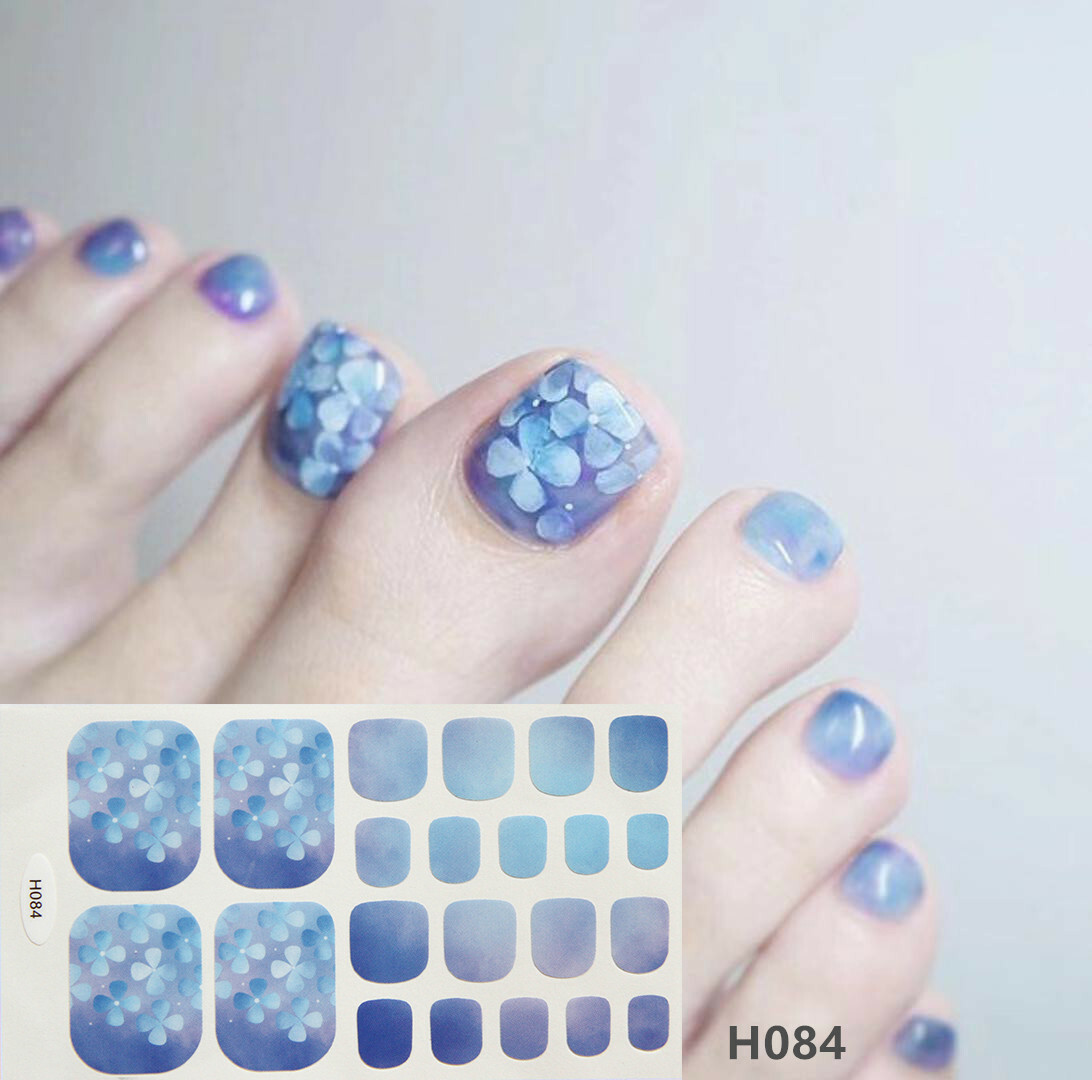 22pcs Daisy Flower Gradual Gold Accents Dots Toe Nail Wraps Sticker