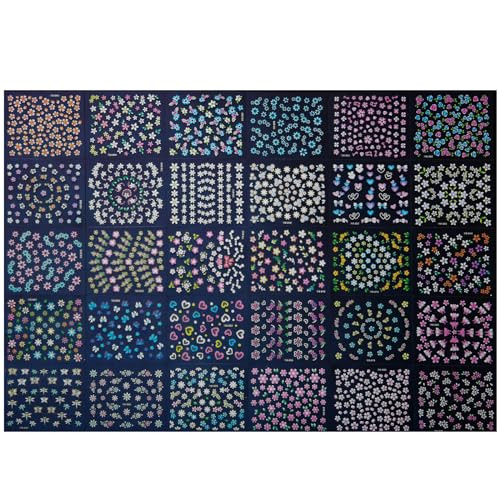 60 Sheets Flowers Nail Art Stickers Decals 3D Self-Adhesive Colorful Flower