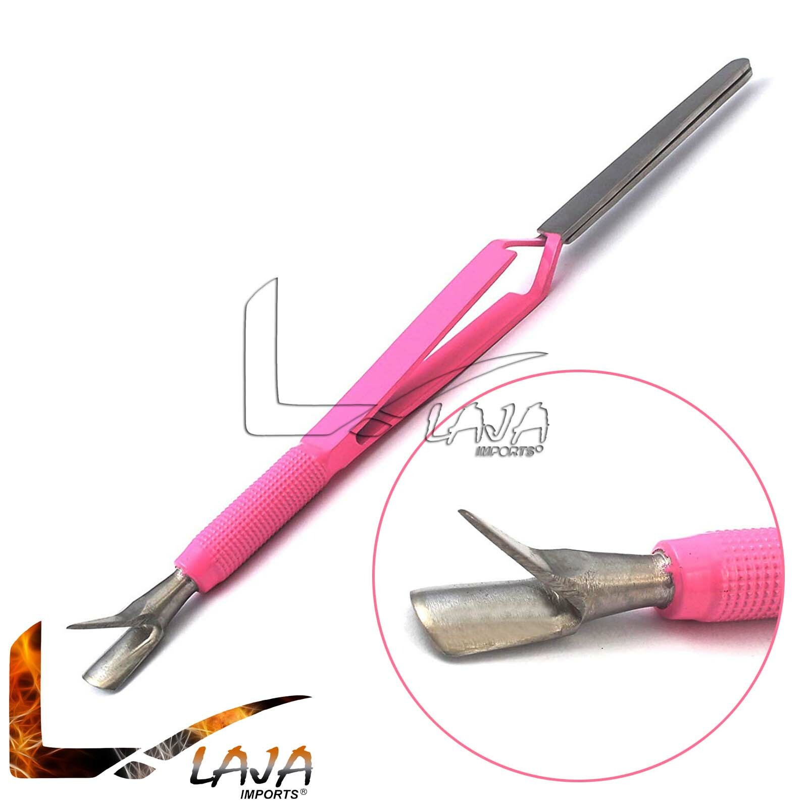 Acrylic Nail Pincher Tool Multi Function Cuticle Pusher Tweezer Magic Wand Pink