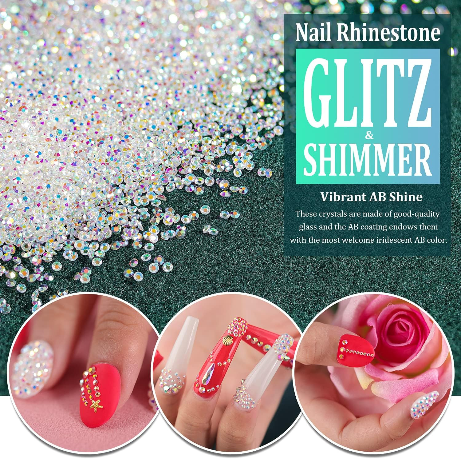 Tiny Nail Rhinestones 15000Pcs 1.2Mm Ultra Mini Pixie AB Glass Crystals For
