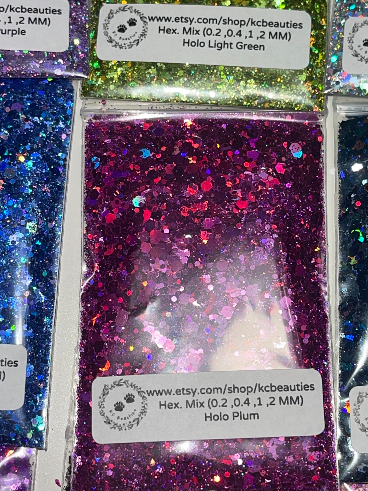 50g Solvent Resistant HEX MIX 0.2,0.4,1,2MM Glitter HOLO PLUM ART Nail Craft