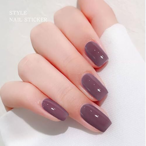 Gel Nail Stickers Purple Cream Semi Cured Gel Nail Strips Wraps UV/LED Nail