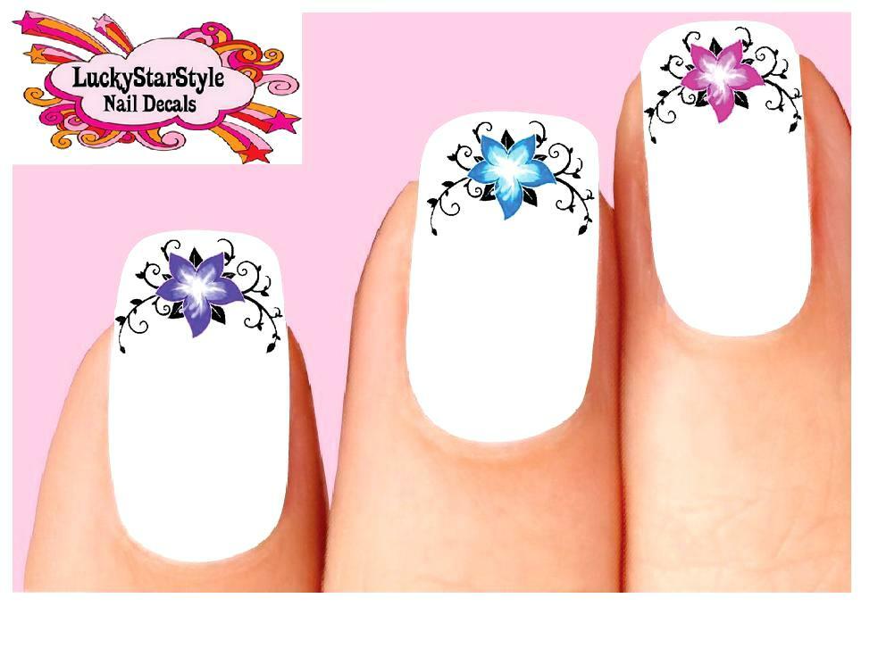 Waterslide Rose Nail Decals Set of 20 – Lily with Scrolls Assorted
