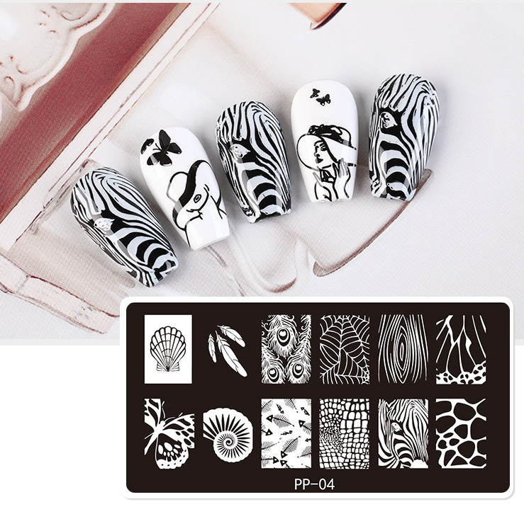 Pattern Nail Stamping Plates Flower Butterfly Snowflake Line Image Template Tool