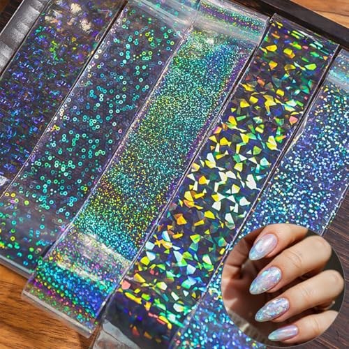 10 Rolls Aurora Nail Foil Transparent Laser Nail Transfer Foils Aurora-12