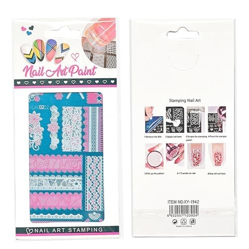 Lace Nail Stamping Plate Set with Stamper and Scraper, 5 Piece